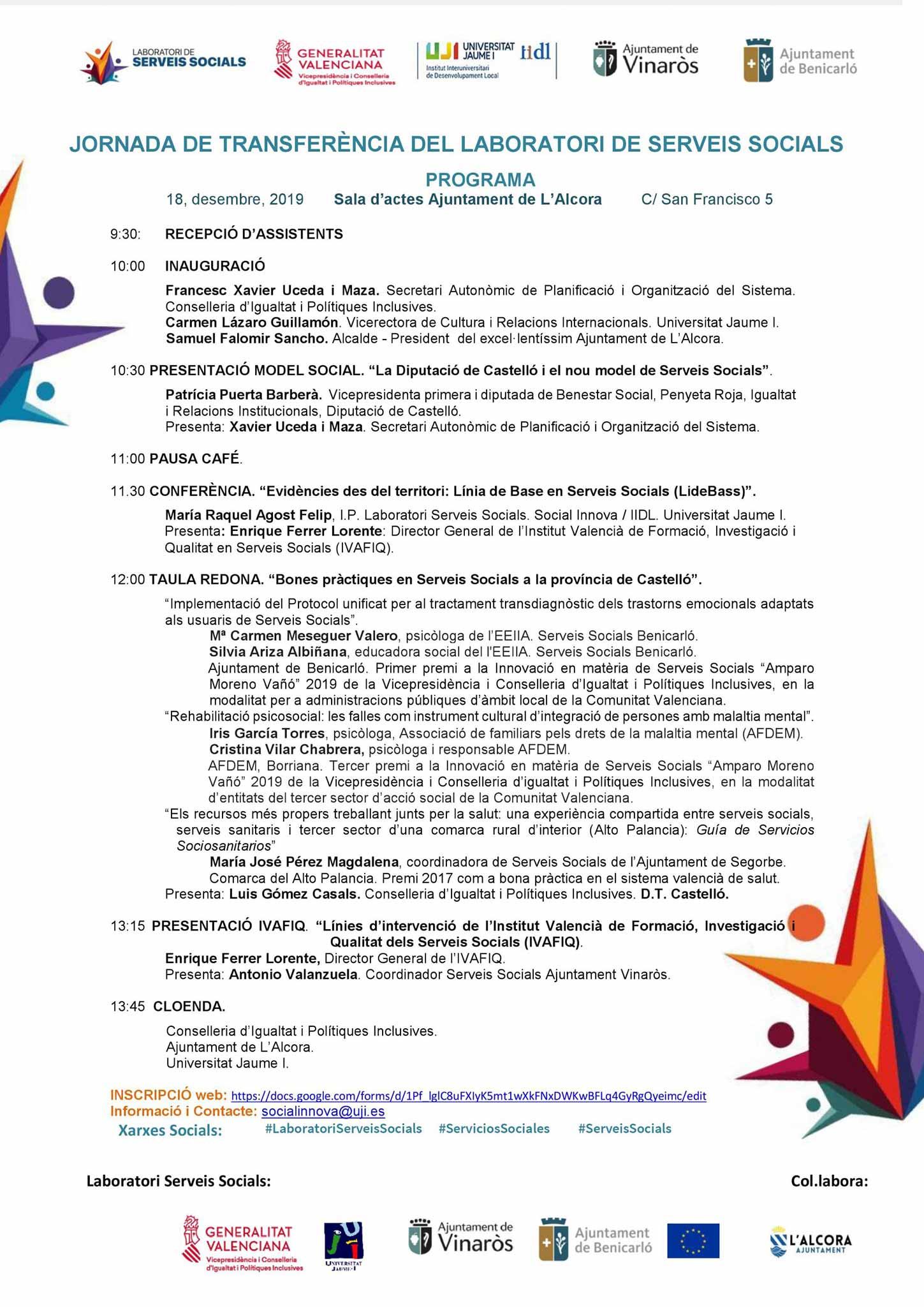 Jornada de Transferencia del Laboratorio de Servicios Sociales Benicarló – Vinaroz