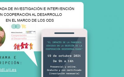 JORNADA: Intercambio de buenas prácticas del Máster Universitario en Cooperación al Desarrollo de la Universitat Jaume I y experiencias del Ayuntamiento de Castelló