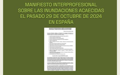 Manifiesto interprofesional sobre las inundaciones acaecidas el pasado 29 de octubre de 2024 en España