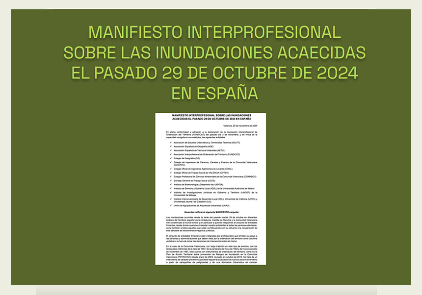 Manifiesto interprofesional sobre las inundaciones acaecidas el pasado 29 de octubre de 2024 en España